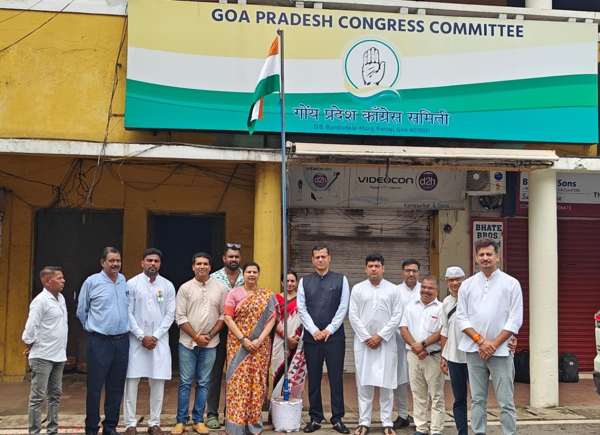 Amit Patkar (@amitspatkar) on Twitter photo On #IndependenceDay, proudly hoisted the Tricolor at GPCC Office, Panjim, with <a href="/DrAnjaliTai/">Dr. Anjali Hemant Nimbalkar</a>, <a href="/Yurialemao9/">Yuri Alemao</a> <a href="/carlosgoa25/">Carlos Álvares Ferreira</a>, <a href="/dnstulio/">tuliodesousa</a>, <a href="/MaheshNDR/">Mahesh Nadar</a>, <a href="/DivyakumarGoa/">Divyakumar</a>, <a href="/PelagiaRaposo/">Pelajia Jewet Pires Raposo</a> & <a href="/INCGoa/">Goa Congress</a> functionaries and members.
As we celebrate freedom, we pledge to fight BJP’s dictatorship, On #IndependenceDay, proudly hoisted the Tricolor at GPCC Office, Panjim, with <a href="/DrAnjaliTai/">Dr. Anjali Hemant Nimbalkar</a>, <a href="/Yurialemao9/">Yuri Alemao</a> <a href="/carlosgoa25/">Carlos Álvares Ferreira</a>, <a href="/dnstulio/">tuliodesousa</a>, <a href="/MaheshNDR/">Mahesh Nadar</a>, <a href="/DivyakumarGoa/">Divyakumar</a>, <a href="/PelagiaRaposo/">Pelajia Jewet Pires Raposo</a> & <a href="/INCGoa/">Goa Congress</a> functionaries and members.
As we celebrate freedom, we pledge to fight BJP’s dictatorship,