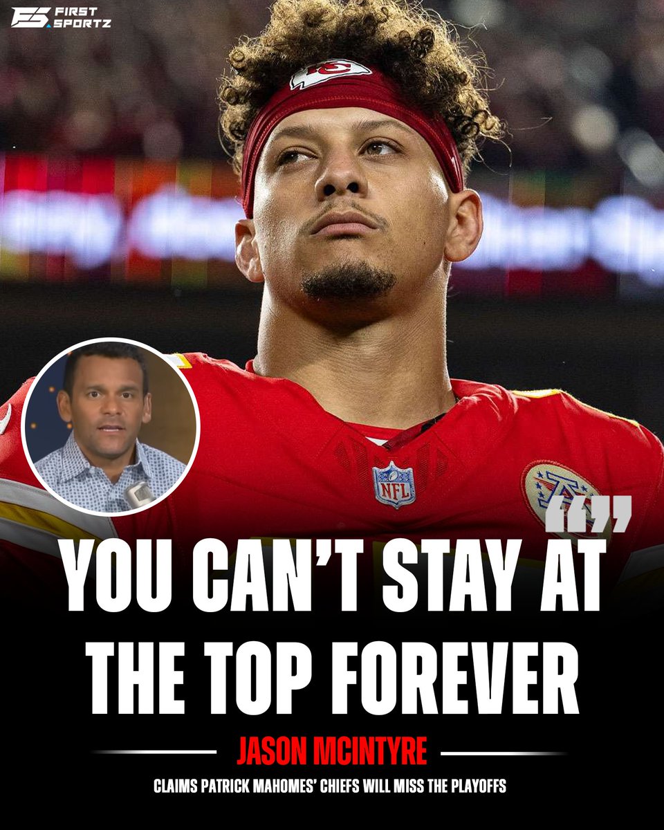 FOX SPORTS Jason McIntyre Claims Patrick Mahomes’ Chiefs Will Miss the Playoffs

firstsportz.com/analyst-patric…

"I gotta see it. I don’t see it from Kelce, didn’t see it in the playoffs. Obviously, we are Taylor Swift fans here [but] sorry, I see some drop-offs from the Chiefs. 

It’s