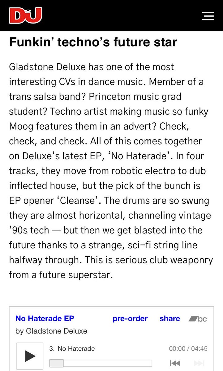 fixedrhythms's tweet image. Gladstone Deluxe is officially out today! The @DJmag review gets to the heart of the matter! 📖 

Order your copy here: gladstonebutler.bandcamp.com/album/no-hater…