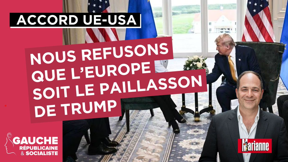 C'est le pont du 15-Août... vous avez enfin le temps de lire.
👉 g-r-s.fr/accord-trump-v…
🇪🇺🇺🇸🇫🇷Nous revenons sur l'entretien accordé par <a href="/emmanuelmaurel/">Emmanuel Maurel</a> à <a href="/MarianneleMag/">Marianne</a> sur l'accord commercial passé entre Ursula <a href="/vonderleyen/">Ursula von der Leyen</a> et le président des USA. 1/2
#droitsdedouane #Europe