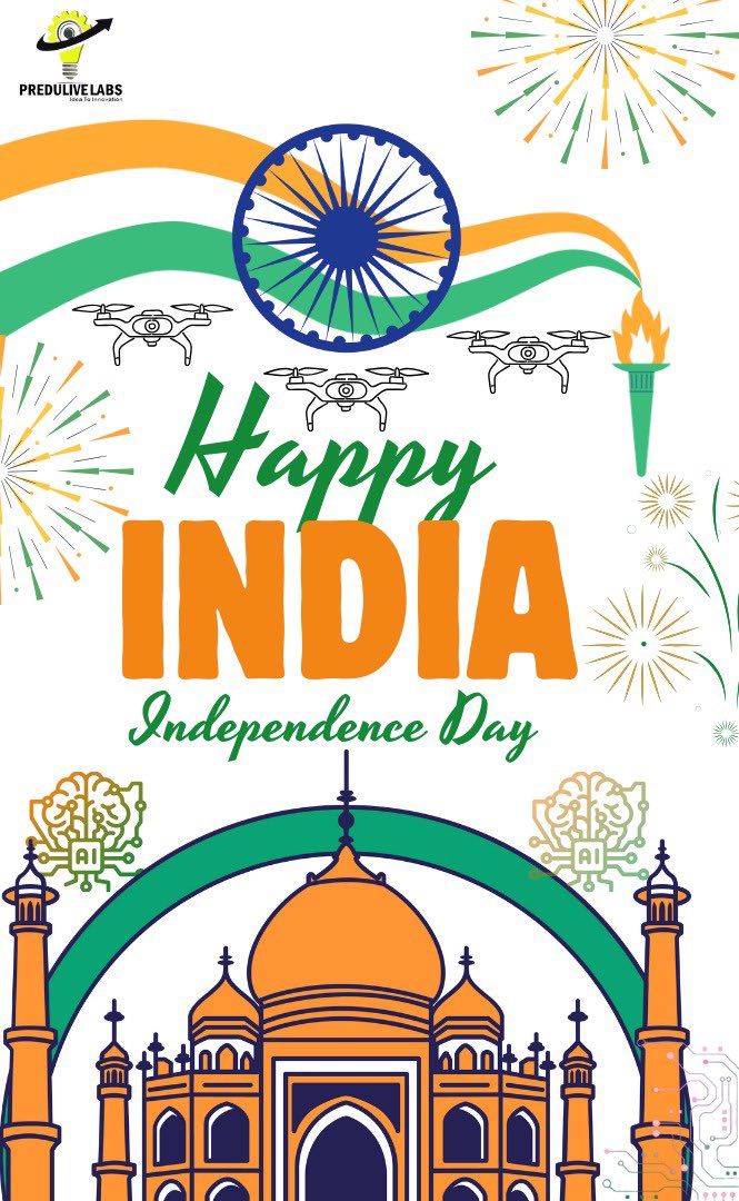 predulive's tweet photo. 🇮🇳 Happy Independence Day!

At @predulive, we honor the spirit of freedom and innovation that drives our nation forward. Let’s keep building a brighter, smarter India. 

Jai Hind! 🇮🇳

#IndependenceDay2025 #AI #drones #predulive https://t.co/mG5X9qoz8F