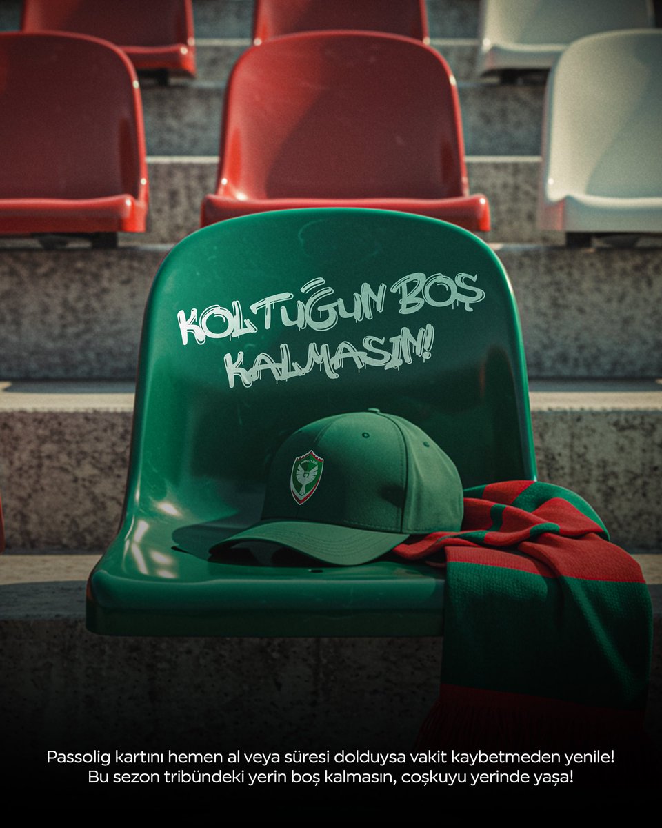 Koltuğun boş kalmasın! 💚❤️

Passolig kartını hemen al veya süresi dolduysa vakit kaybetmeden yenile.
Bu sezon tribündeki yerin boş kalmasın, coşkuyu yerinde yaşa!