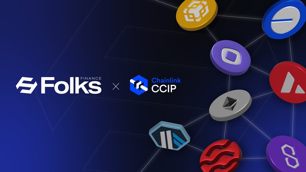 Folks Finance and Chainlink CCIP partnership graphic showing interconnected blockchain logos