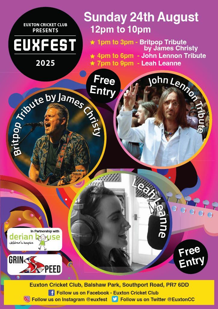 EuxtonCC (@euxtoncc) on Twitter photo β³ Just 1 weeks to go until #Euxfest2025!
π Comedy, πΆ live music & π» great vibes across the Bank Holiday weekend!
ποΈ Reserved Comedy Seating - buff.ly/dIQCV5g
ποΈ Free entry all 3 days
Thanks to <a href="/Grinspeed/">Grinspeed Motorsport</a> for the sponsorship! β³ Just 1 weeks to go until #Euxfest2025!
π Comedy, πΆ live music & π» great vibes across the Bank Holiday weekend!
ποΈ Reserved Comedy Seating - buff.ly/dIQCV5g
ποΈ Free entry all 3 days
Thanks to <a href="/Grinspeed/">Grinspeed Motorsport</a> for the sponsorship!