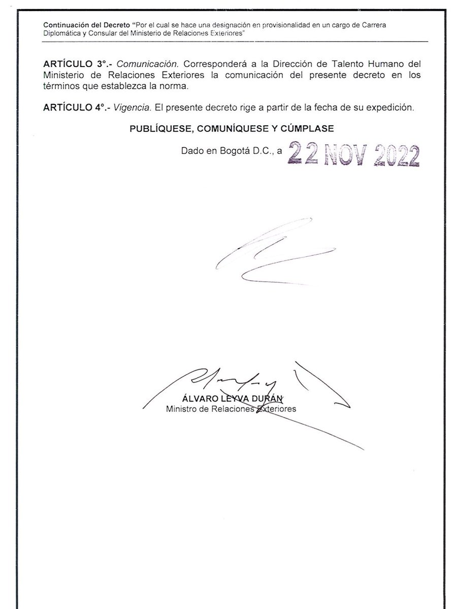 Espinosa (@espinosaradio) on Twitter photo Para que dejemos las excusas y las distracciones: el 22 de noviembre de 2022 el entonces <a href="/CancilleriaCol/">Cancillería Colombia</a> <a href="/AlvaroLeyva/">Álvaro Leyva Durán</a> nombró como Primer Secretario en Nicaragua a Oscar Iván Muñoz. 2 meses antes nombró a León Fredy Muñoz como embajador. El primero, quien elaboro el documento que Para que dejemos las excusas y las distracciones: el 22 de noviembre de 2022 el entonces <a href="/CancilleriaCol/">Cancillería Colombia</a> <a href="/AlvaroLeyva/">Álvaro Leyva Durán</a> nombró como Primer Secretario en Nicaragua a Oscar Iván Muñoz. 2 meses antes nombró a León Fredy Muñoz como embajador. El primero, quien elaboro el documento que