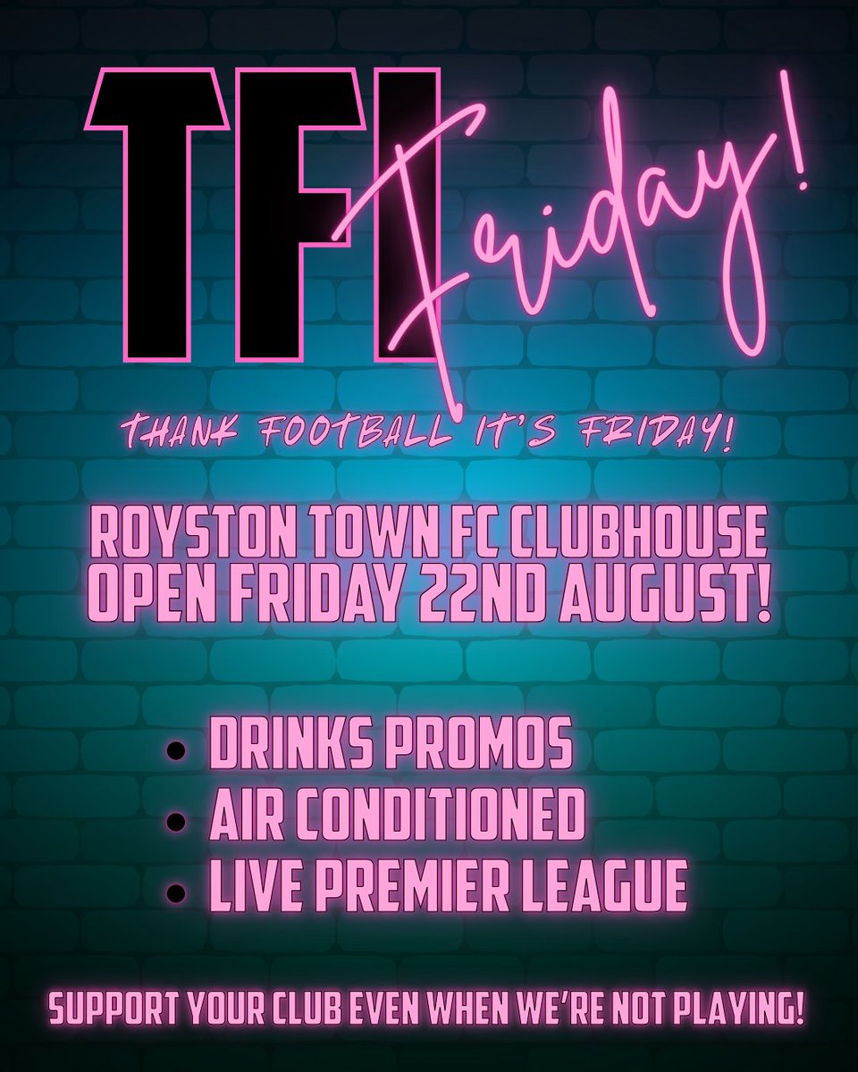 🎉 TFI Friday is BACK 
Starting next Friday, 22nd Aug, the Clubhouse will be open and ready to kick off your weekend in style!

🍺 Drinks Promos
❄️ Fully Air Conditioned
📺 Live Premier League Action

Come down and support the Crows — even when we’re not playing!