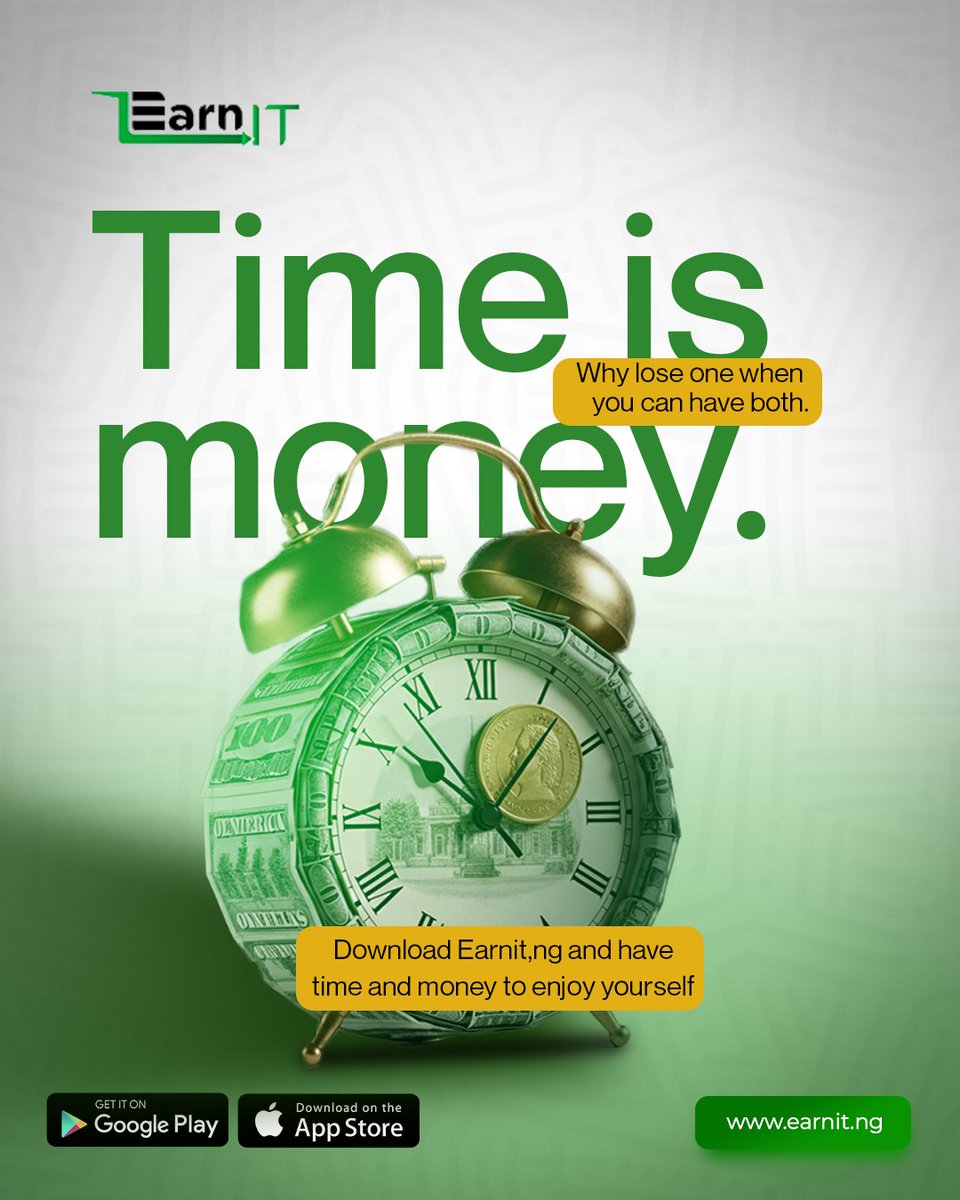 Earnit_ng's tweet photo. ⏳💰 Time is money — and with https://t.co/EdmgGUWNNa, you don’t have to choose between them. Find flexible jobs, earn extra income, and still have time for what matters most.
📲 Download now and start earning smarter! https://t.co/vUNRualUep