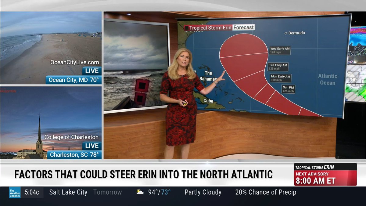 US impacts from TWO different tropical systems? It's possible, whether directly or indirectly, stirring up waves in the gulf &amp; along the east coast. I'm with <a href="/StephanieAbrams/">Stephanie Abrams</a> &amp; <a href="/JordanSteele/">Jordan Steele</a> tracking Erin as well as another system that could develop near TX. <a href="/weatherchannel/">The Weather Channel</a>