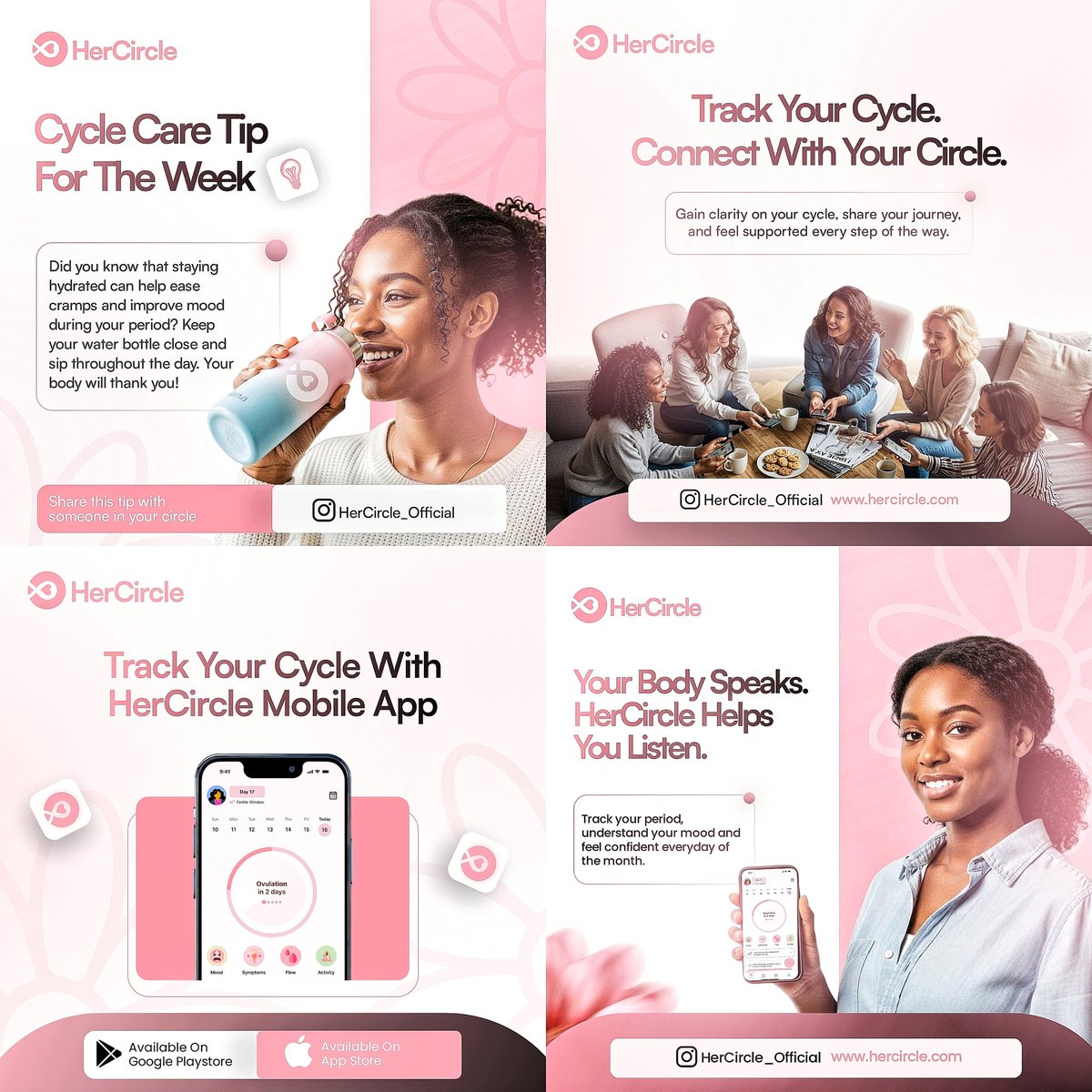 CryptonDesigns's tweet image. Design for HerCircle 🩷
 A women’s health app focused on cycle tracking and community connection.
Created a clean, approachable, and empowering visual system to reflect the brand’s mission.🫶🏾

UI design by: @uiuxbytestimony