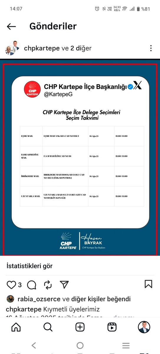 16 Ağustos 2025 tarihinde Eşme - Eşmeahmediye -  İbrikdere ve Uzuntarla mahallelerimizde ilçe delege seçimlerimiz yapılacaktır.
Gün partimize sahip çıkma günüdür.