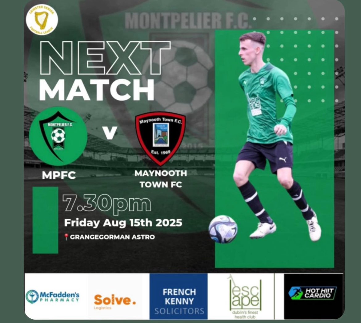 Montpelier FC (@mpfc20) on Twitter photo Fixture: <a href="/LSLLeague/">Leinster Senior League</a> Senior 1
After a hard few days our 1st team open their season against <a href="/MTFC_Senior/">Maynooth Town FC</a> this evening kick off is 7:30pm Grangegorman Astro
All Support Welcome 💚🖤
<a href="/AlQuinn2015/">LSL Live Update’s</a>
<a href="/FinalWhistleIE/">FinalWhistle.ie</a> Fixture: <a href="/LSLLeague/">Leinster Senior League</a> Senior 1
After a hard few days our 1st team open their season against <a href="/MTFC_Senior/">Maynooth Town FC</a> this evening kick off is 7:30pm Grangegorman Astro
All Support Welcome 💚🖤
<a href="/AlQuinn2015/">LSL Live Update’s</a>
<a href="/FinalWhistleIE/">FinalWhistle.ie</a>