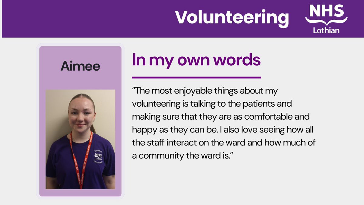NHSLothian-Volunteering (@nhslvolunteers) on Twitter photo #FeelGoodFriday Aimee, Ward Helper from the <a href="/RIE_Lothian/">Royal Infirmary of Edinburgh</a> Postnatal ward really enjoys making sure that the patients are comfortable & happy & appreciates how much of a community the ward is. Thank you to the staff for welcoming & looking after our volunteers <a href="/NHS_Lothian/">NHS Lothian</a> #FeelGoodFriday Aimee, Ward Helper from the <a href="/RIE_Lothian/">Royal Infirmary of Edinburgh</a> Postnatal ward really enjoys making sure that the patients are comfortable & happy & appreciates how much of a community the ward is. Thank you to the staff for welcoming & looking after our volunteers <a href="/NHS_Lothian/">NHS Lothian</a>