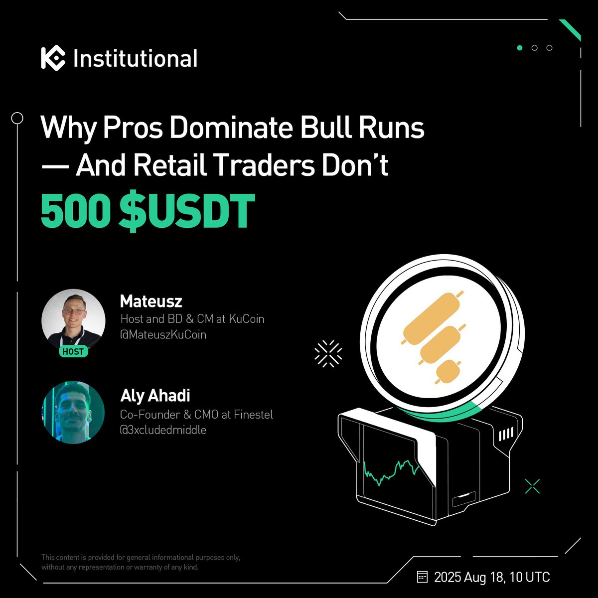 #KuCoinFireSideChat: Why Pros Dominate Bull Runs and Retail Traders Don't with <a href="/3xcludedmiddle/">Aly Ahadi</a>!

🎁 500 USDT to win!
 
1. Follow <a href="/kucoincom/">KuCoin</a>, <a href="/Finestel_com/">Finestel_com</a> &amp; <a href="/BC_KuCoin/">BC Wong</a>
2. Join the space: x.com/i/spaces/1mrGm…
3. Complete Gleam form: gleam.io/mH9XR/why-pros…

Show your support on
