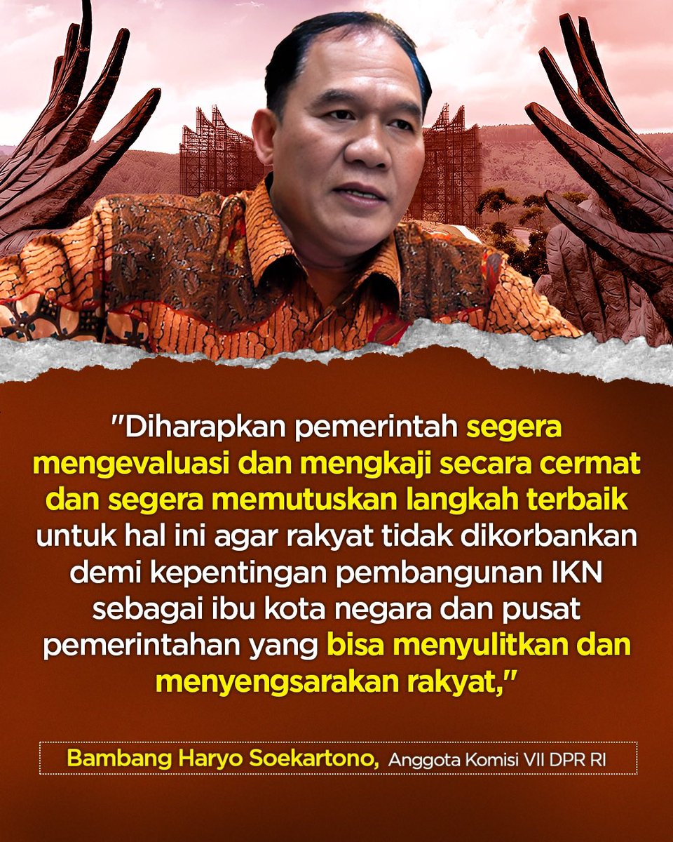 kanalsa_id's tweet photo. Anggota Komisi VII DPR RI Bambang Haryo Soekartono menyatakan perlu ada evaluasi rencana pemindahan ibu kota Indonesia dari Jakarta ke Ibu Kota Nusantara (IKN) di Kabupaten Kutai Kartanegara dan Penajam Paser Utara, Kalimantan

📰https://t.co/4bownTUP15 

#kanalsa #IKN #Ibukota https://t.co/6Jpl77uLUr
