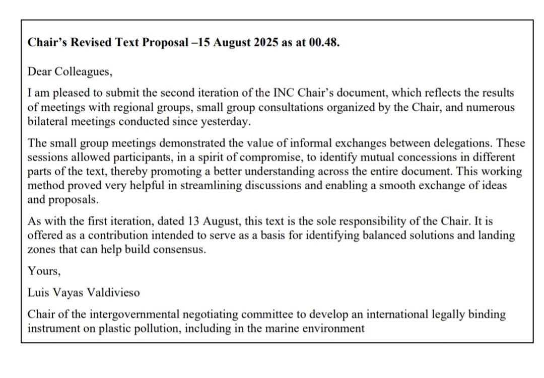 h_pongilath's tweet image. #UNEnvironmentProgramme:- 05 - 14 August 2025, #Geneva, #Switzerland - second part of the fifth session of the Intergovernmental Negotiating Committee to develop an international legally binding instrument on #plasticpollution, including in the marine environment (INC-5.2)
(1/4)