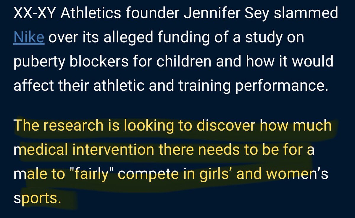 Riley Gaines (@riley_gaines_) on Twitter photo And don't forget Nike is funding research on how to disfigure young boys enough to make them physically comparable to girls.
Don't buy Nike. Buy from <a href="/xx_xyathletics/">XX-XY Athletics</a>! And don't forget Nike is funding research on how to disfigure young boys enough to make them physically comparable to girls.
Don't buy Nike. Buy from <a href="/xx_xyathletics/">XX-XY Athletics</a>!