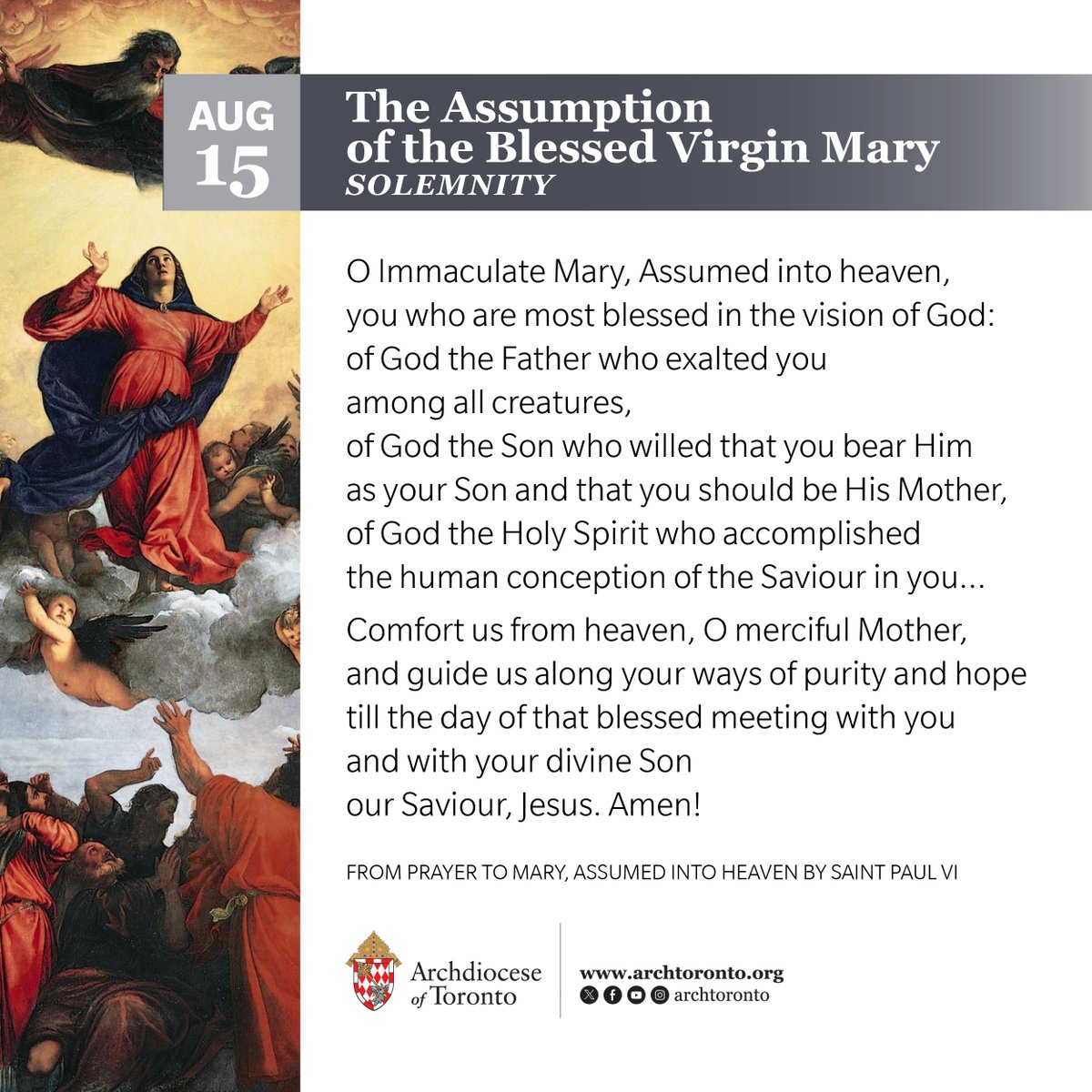 O Immaculate Mary, Assumed into heaven, pray for us. #assumption