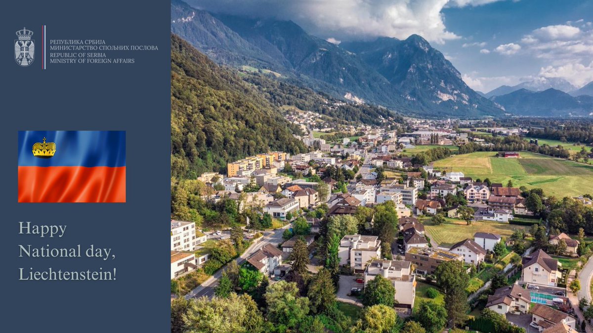 MFASerbia's tweet image. As the Principality of #Liechtenstein celebrates #NationalDay, #Serbia extends its cordial greetings to their people and government, as well as our colleagues at @MFA_LI.