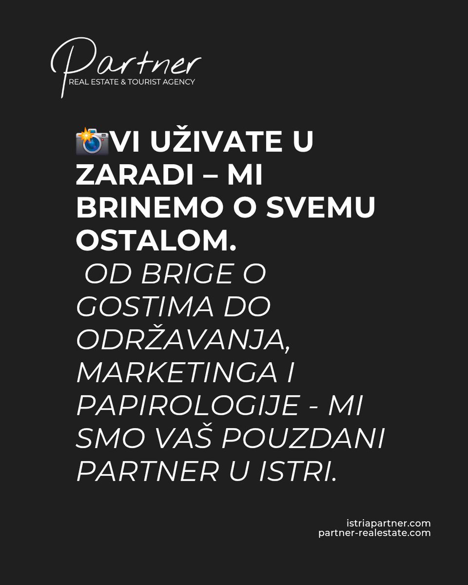 IstriaPartner's tweet photo. 🏡 Property Management Istria – we take care of your villa, apartment, or house as if it were our own.
📸 Marketing &amp; Advertising
🧹 Maintenance &amp; Cleaning
💬 Guest Communication
📑 Administration

You enjoy the income – we handle everything else.
📩 Contact us today!

#Istria https://t.co/P5SOlucCOL