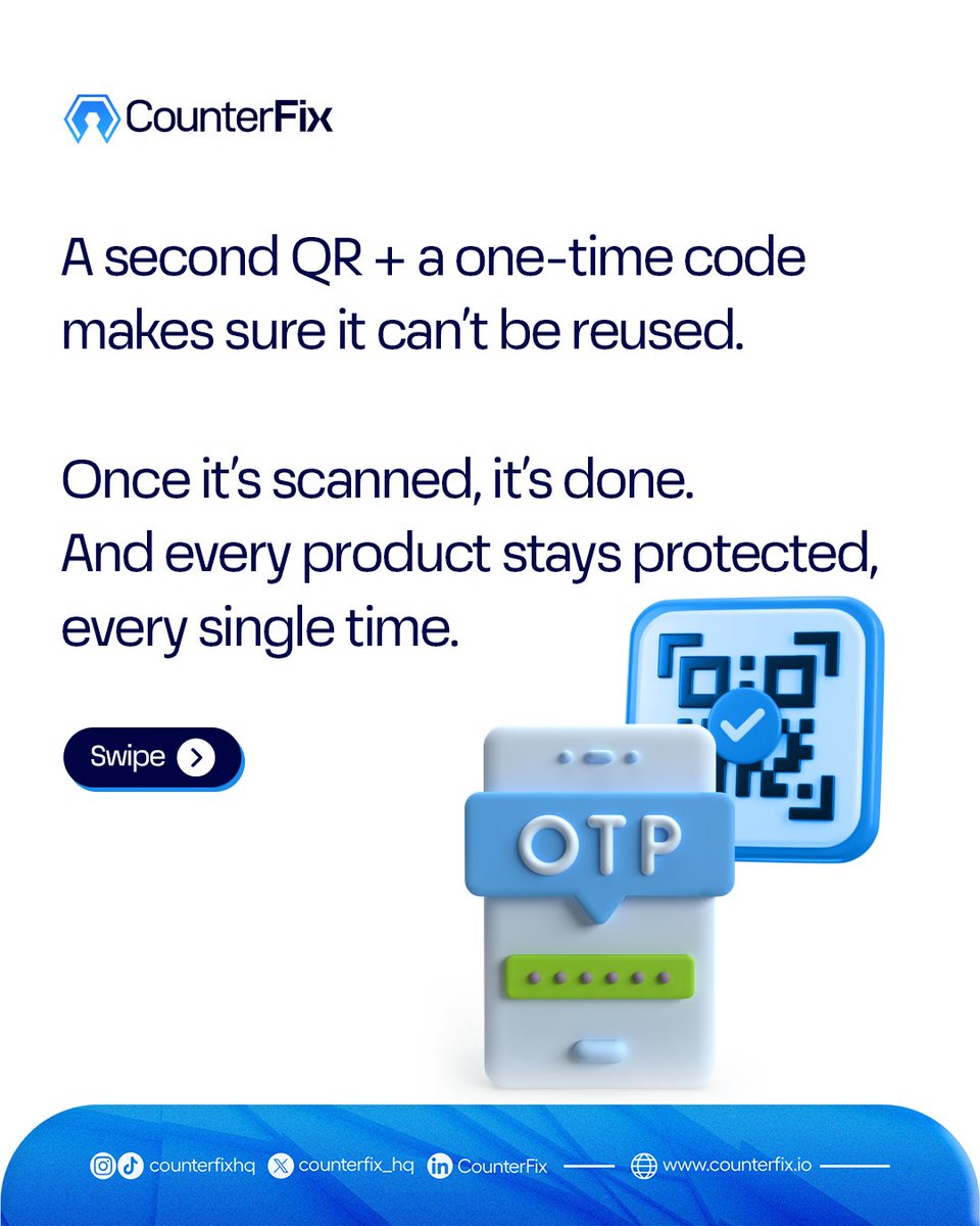 counterfix_hq's tweet image. Double protection for your products! 🚀 

Introducing DualDefender: 2-step verification that keeps your brand safe from fakes. Book a demo today! 

#CounterFix #ProductAuthenticity #SecuritySolutions #DualDefender