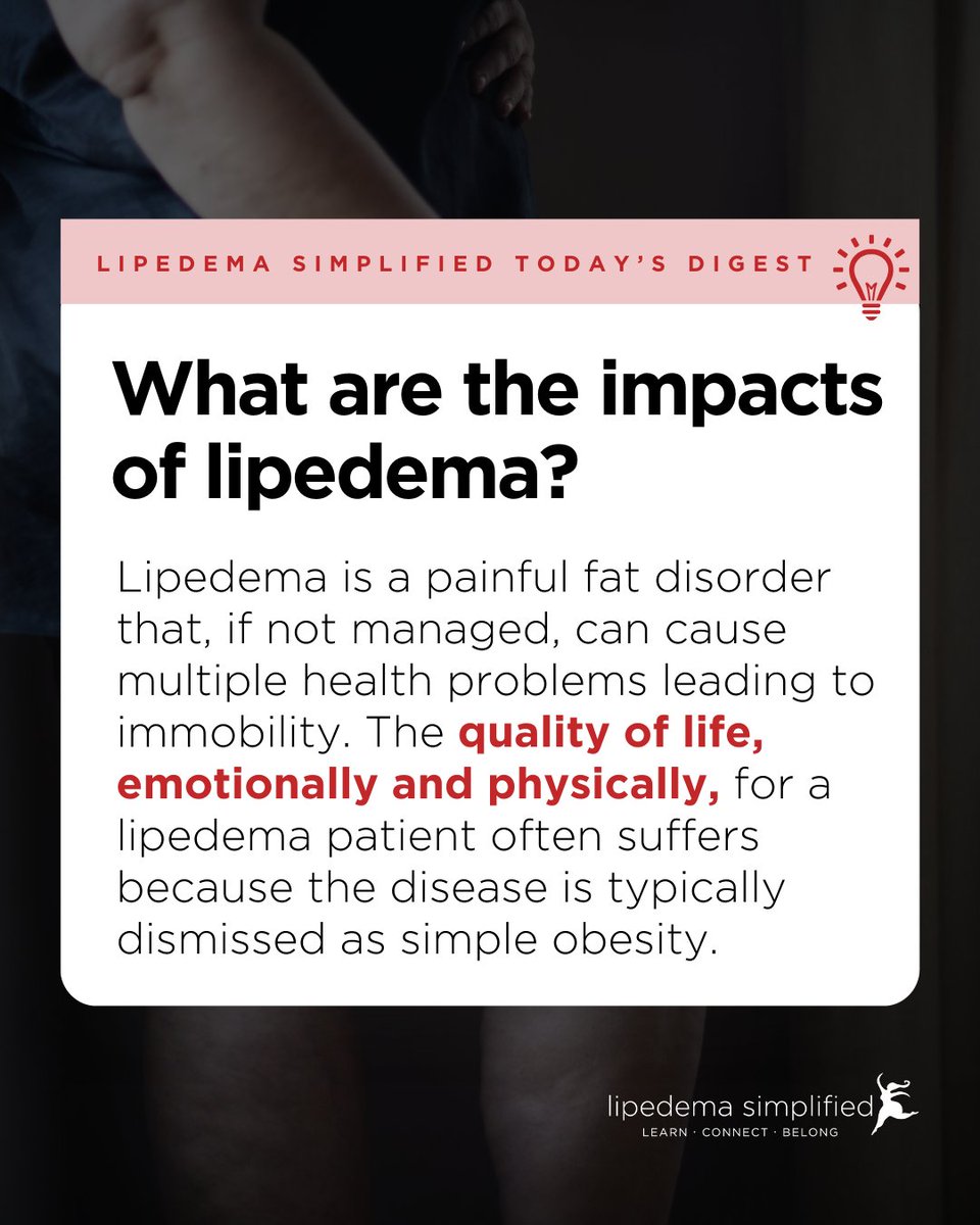 Lipedema is not just about appearance... it's about pain, mobility, and quality of life. This is why awareness matters. Join us in our Lipedema Congress this September 26-28, 2025. General and Premium Tickets are still available. Secure yours here: learn.lipedema-simplified.org/lipedema-lymph…