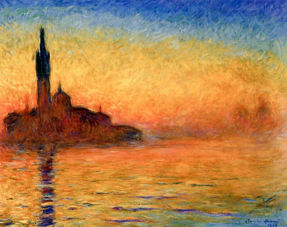 10 stunning masterpieces about Venice. 

#7 is one of the most successful on this account (despite its unknown author)

1. Claude Monet, Twilight, Venice