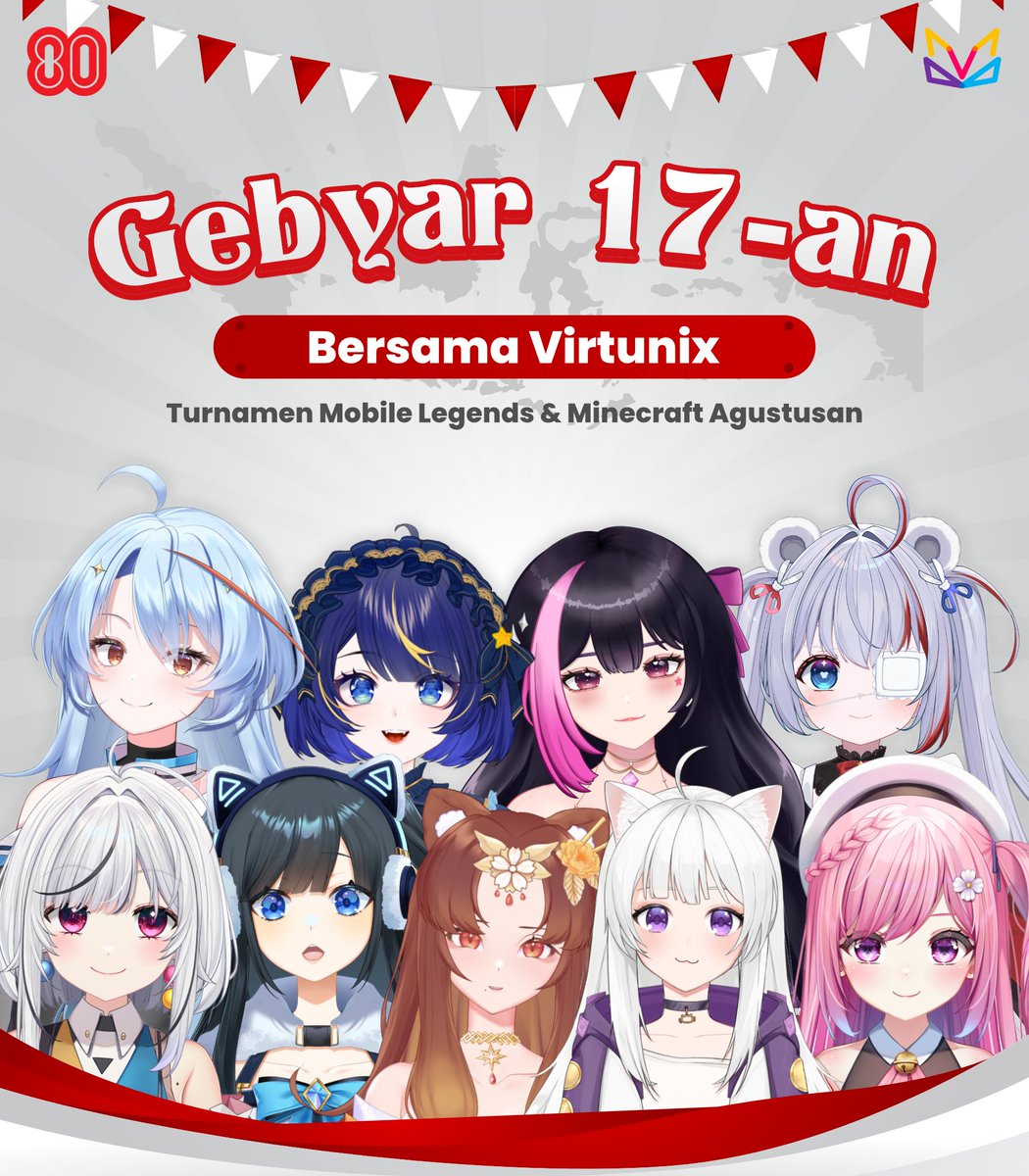 virtunix's tweet photo. Bersama Virtunix, kita akan rayakan 17-an dengan cara yang nggak biasa. Kita nanti akan battle di Mobile Legends dan tentunya Agustusan ramai-ramai di Minecraft 😎😎 

Nah, kalian ingin ikut merasakan hype Agustusan bareng Virtunix? Langsung aja intip thread dibawah.

#Virtunix https://t.co/oKrYKajfy2