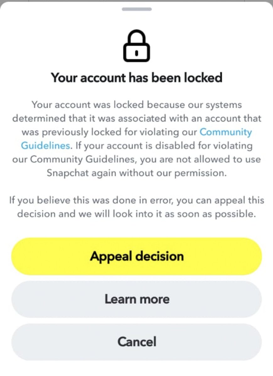 Arpit6365's tweet photo. Hi @Snapchat @snapchatsupport, my account was unfairly locked &amp; my device banned (SS06). Ticket#265830822.
I've been a genuine user for years - no violations. My friend's account  was also wrongly banned just for being associated with mine.Please review &amp; restore access urgently. https://t.co/OO8WuzaXL7