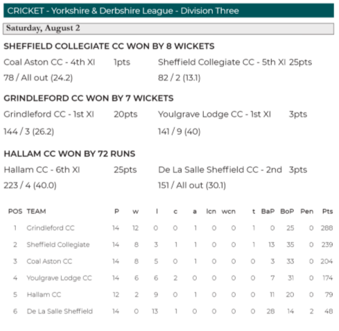 YDCLcricket's tweet photo. Issue 22 is now available to read on @southyorkssport 

With a roundup of the latest tables and results from Saturday the 9th of August, check out their website.
(The results are correct, but the date showing the 2nd isn't)
https://t.co/xfGBckqvPw https://t.co/CRg1S4h9CU