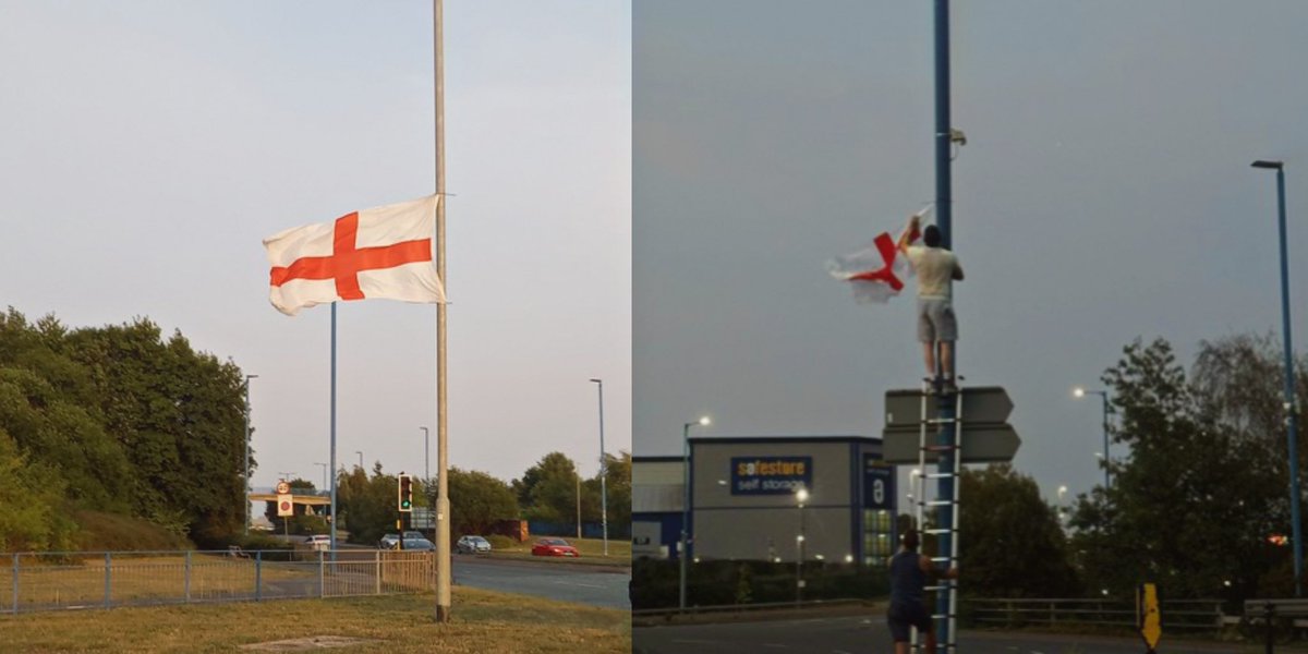 🚨BREAKING: A trend is gaining traction across Britain where patriots flood their communities with Union &amp; St. George's flags as a sign of resistance 

The councils can't keep up.