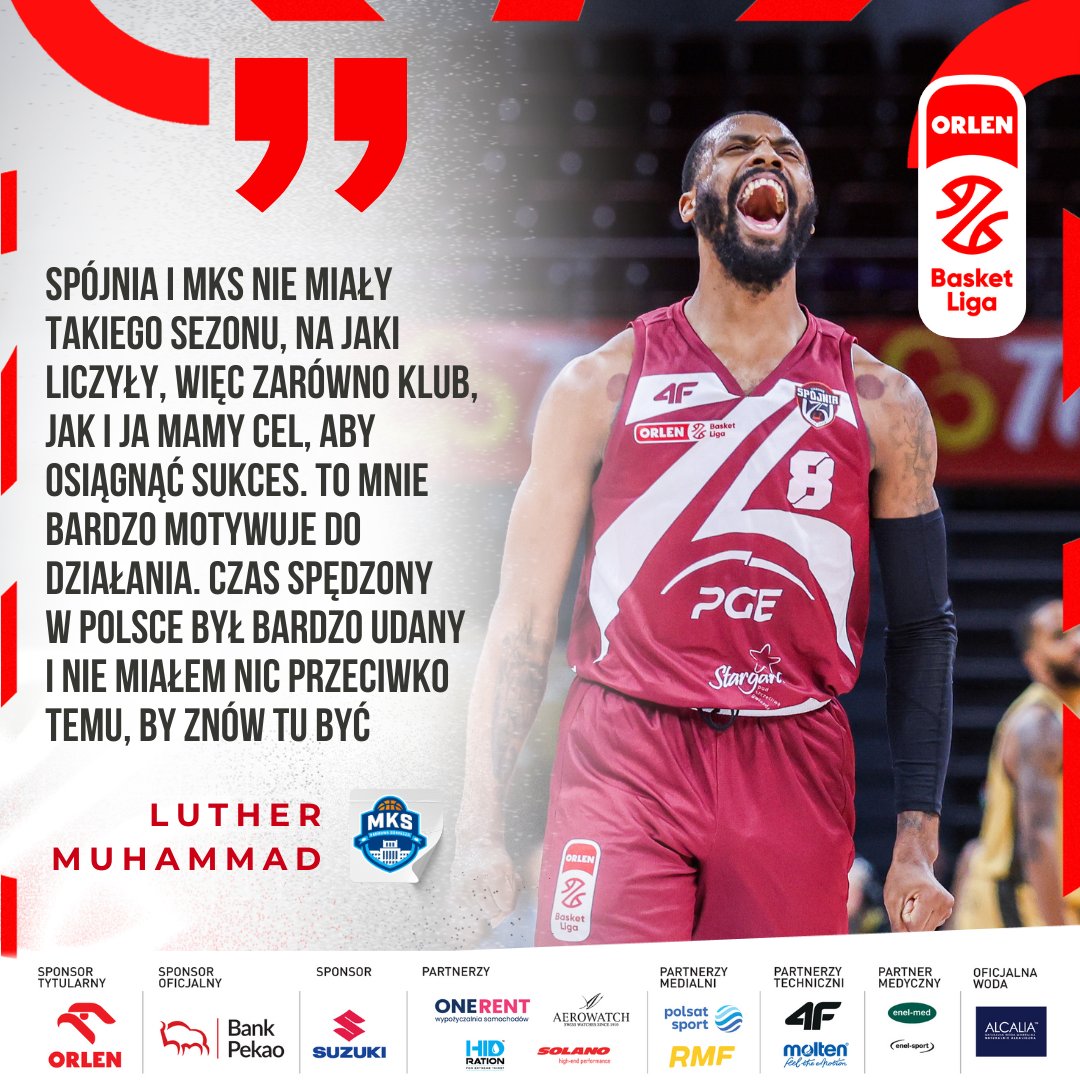 PLKpl's tweet image. 🗣️ Luther Muhammad z @MKSDG_Kosz mówi m. in. o ostatnim sezonie #ORLENBasketLiga, powrocie do Polski i współpracy z trenerem Krzysztofem Szablowskim

WIĘCEJ ➡️ plk.pl/aktualnosci/26…

#PLKPL @GrupaORLEN