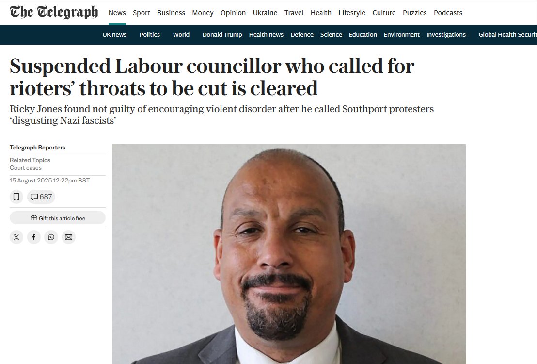 Paul Weston (@pwestoff) on Twitter photo I believe the following: "<a href="/Keir_Starmer/">Keir Starmer</a> and his comrades are disgusting Neo-Communists. We need to cut all their throats and get rid of them all."
How nice it is that I can finally say such a thing, now a legal precedent has been set! I believe the following: "<a href="/Keir_Starmer/">Keir Starmer</a> and his comrades are disgusting Neo-Communists. We need to cut all their throats and get rid of them all."
How nice it is that I can finally say such a thing, now a legal precedent has been set!