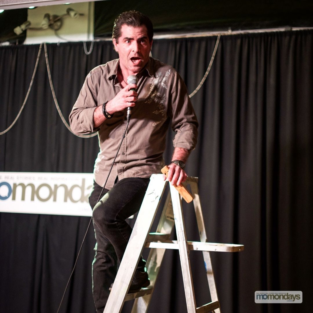 NoScheduleMan's tweet photo. I'd still rather climb a ladder and blow a train whistle than stand behind a podium narrating Powerpoint slides ... 

😉  

(KB circa 2019 📷 by Brass Ring Imagery for momondays London). https://t.co/ezxSK6XMpt