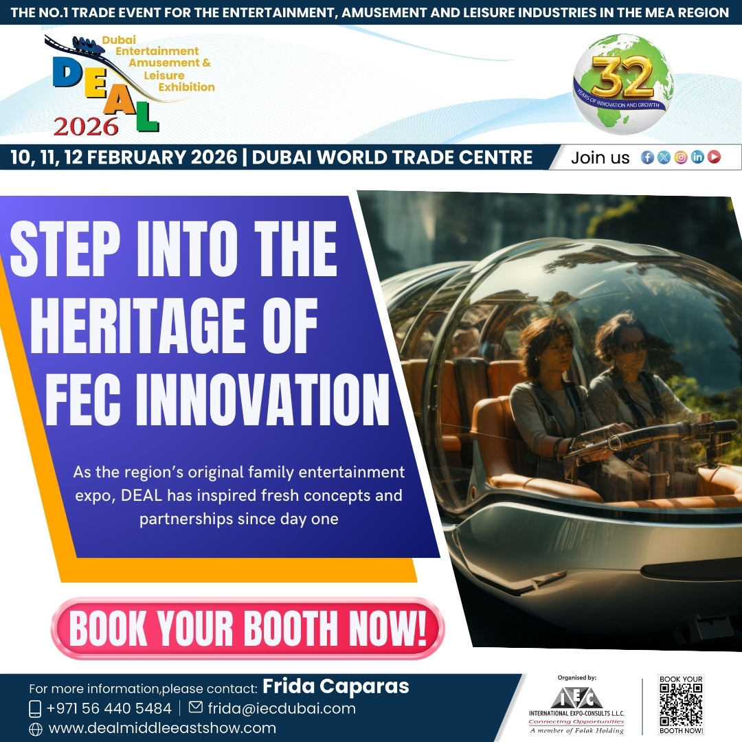 Step into the heritage of FEC innovation!

As the region’s original family entertainment expo, DEAL has inspired fresh concepts and partnerships since day one. Exhibit on February 10–12, 2026 in Dubai and spark the next big idea in FEC design and operations.