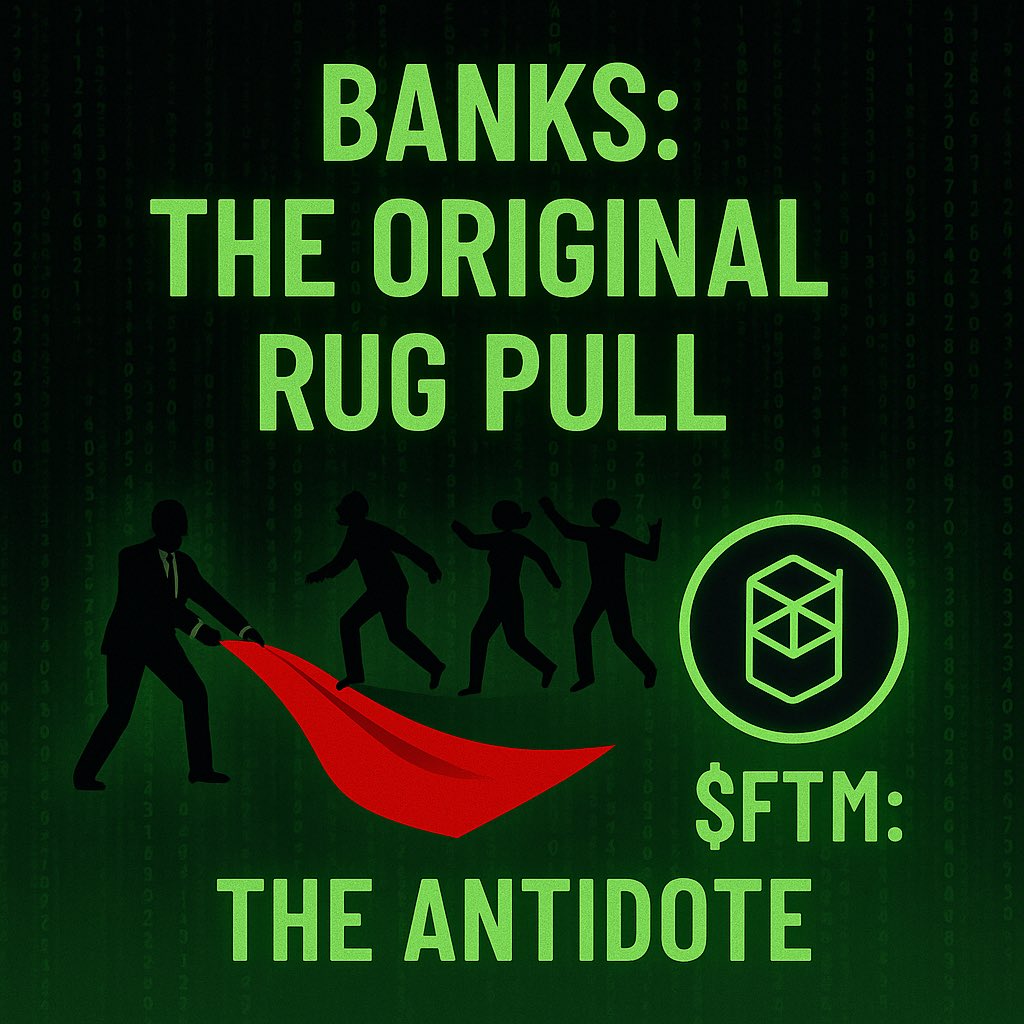 defendthebags's tweet photo. Banks perfected the rug pull before crypto even existed. 🏦💸
They take your money, loan it out 10x over, and hand you scraps.

FTM isn’t just calling them out — we’re replacing them.
Pre-sale is your chance to get in before the next chapter is written.

#FuckTheMatrix #FTM #CryptoSeason #DeFiRevolution #Presale
