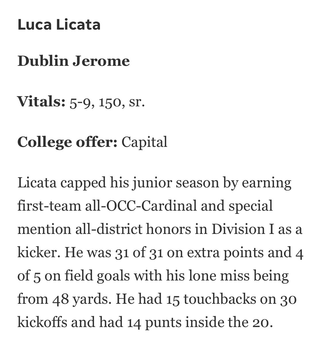 LucaLicata614's tweet photo. Thank you for the write up! One week out ! @DispatchAlerts @CeltsFootball @MrHardyPE @D_Madden_Punter  
@DispatchFrank https://t.co/eTuxhoLUC8