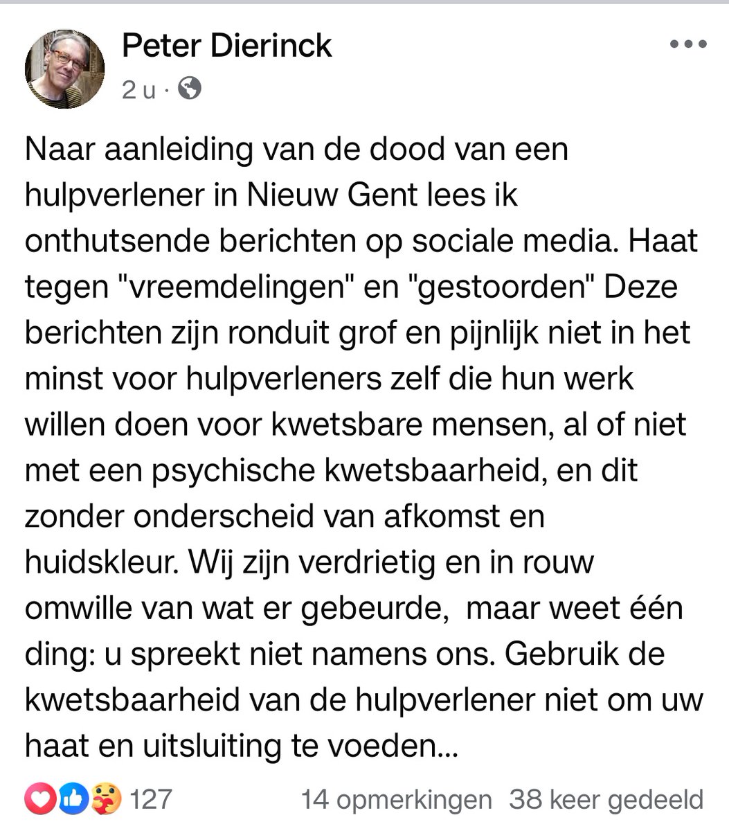 Ik weet dat trolliewollies niets beters te doen hebben. Maar deze boodschap is luid en duidelijk. 
Wie komt dansen op het graf van de diepe rouw, doet dat niet in onze naam.