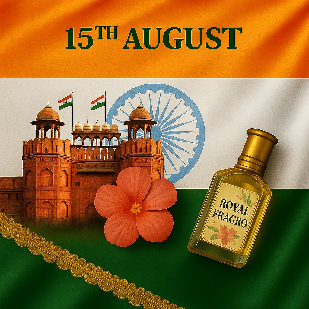 royalfragro's tweet photo. Fragrance of Freedom, Essence of Pride – This 15th August, Let’s Cherish Our Roots.

"Happy Independence Day"

#RoyalFragro #IndependenceDay #15August #FragranceOfFreedom #PrideOfIndia #EssenceOfIndia #CelebrateFreedom #IndianHeritage  #SwatantrataDiwas #independence https://t.co/qBz7JGJGWC