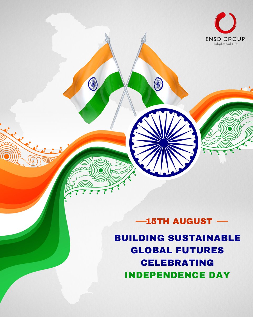 Freedom is not just a word, it's the foundation of our dreams and aspirations. On this Independence Day, Enso Group salutes the courage of our freedom fighters and commits to contributing toward a progressive India. Jai Hind! 🇮🇳 
#IndependenceDay2025 #EnsoGroup #JaiHind