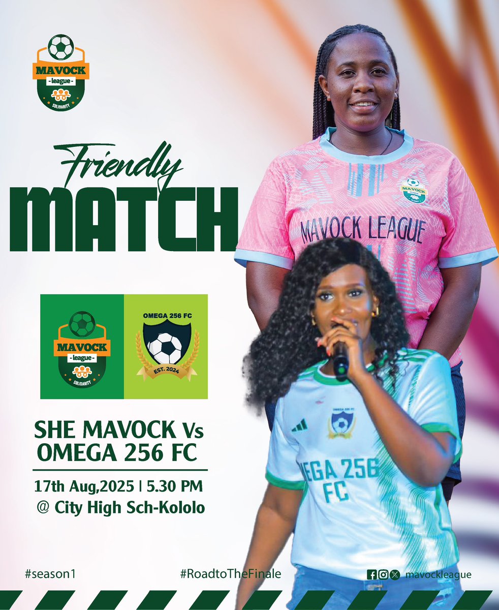 MAVOCK LEAGUE (@mavockleague) on Twitter photo This weekend our She team takes on <a href="/Omega256FC/">Omega 256 FC</a> at City High School-Kololo.
<a href="/OmegaBaibe/">Omega 256 ๐บ๐ฌ</a> is already preparing her playing boots๐ for the challenge..
#RoadtoTheFinale
#MavockleagueSn1 This weekend our She team takes on <a href="/Omega256FC/">Omega 256 FC</a> at City High School-Kololo.
<a href="/OmegaBaibe/">Omega 256 ๐บ๐ฌ</a> is already preparing her playing boots๐ for the challenge..
#RoadtoTheFinale
#MavockleagueSn1