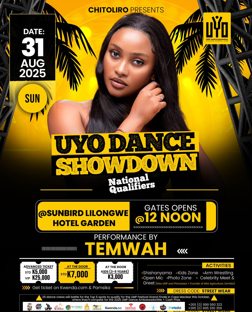 Amapiano sensation <a href="/Temwah265/">Temwah</a>, will spice up the UYO DANCE SHOWDOWN spearheaded by Chitoliro on August 31st at Sunbird Capital Hotel.