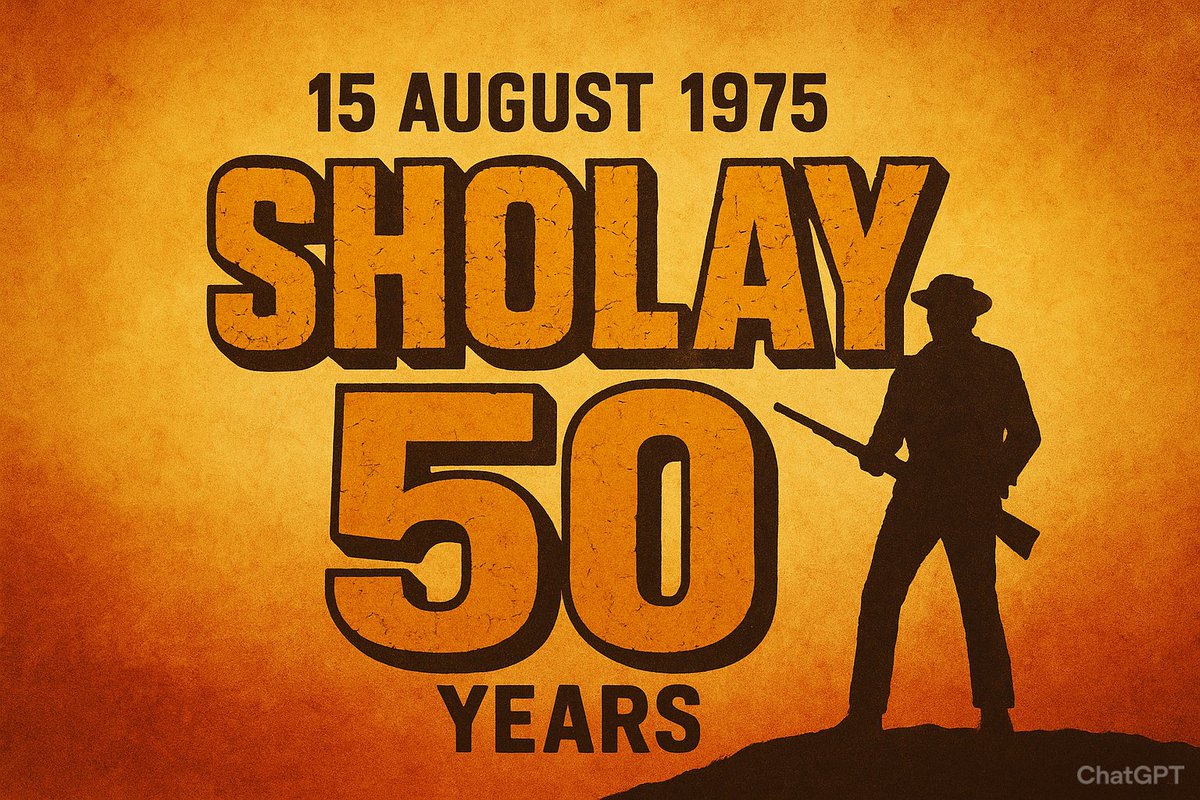 isha_mridul's tweet photo. 15 August 1975 — Independence Day.
On this day, a film released quietly.
Critics were doubtful.
Audiences were slow to arrive.
But within weeks, it would rewrite Indian cinema forever.
This is the 50-year journey of Sholay. 🧵 
#sholay50years #HindiCinema https://t.co/VJY7Q6krT5
