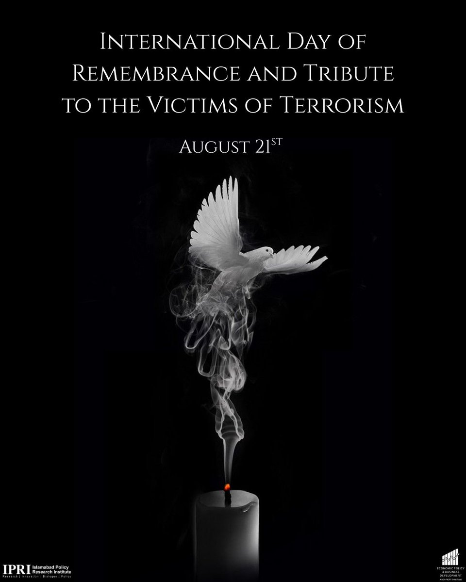 IPRI_Pak's tweet photo. IPRI Threads|
International Day of Remembrance and Tribute to the Victims of Terrorism

Curated by International Law Intern Raja Aneel

#UNiteforVictimsofTerrorism #VictimsofTerrorism #UNCCT #VictimsofTerrorismIntlDay 

@UN_OCT @UNODCPakistan @IPUparliament @UN @EPBDT https://t.co/4BTXIfBBdu