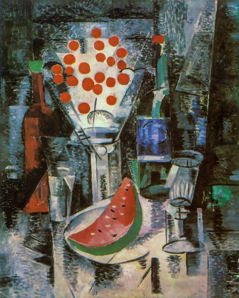 AniSWISSarts's tweet image. Alexandra #Exter (Oleksandra Ekster) (Ukrainian-French, 1882-1949) - Vase and cherries, c. 1922