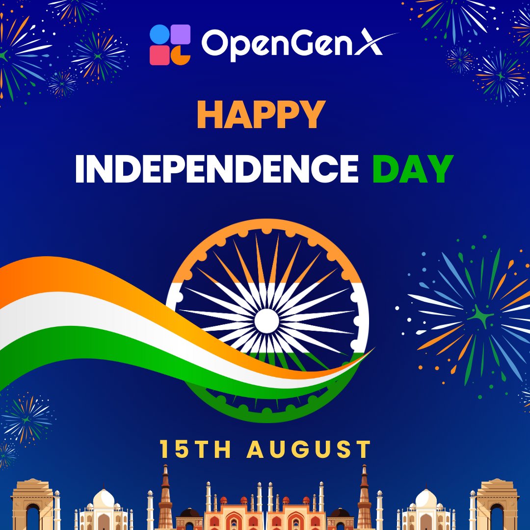 opengenx_tech's tweet image. 🎉 Happy Independence Day🇮🇳 2025!
Let’s celebrate the spirit of unity and progress.🇮🇳
opengenx.com
#IndependenceDay2025 #HappyIndependenceDay #15August2025 #IndiaIndependenceDay #ProudIndian #JaiHind #IndependenceDay #Freedom #IndianFlag #OGX #OpenGenX