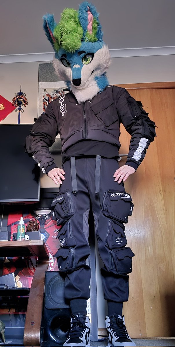 Fluxfoxx_'s tweet photo. Sup! Techwear foxxo with some new threads! 🧵
#FursuitFriday #furry #fursuit #techwear #fbrc https://t.co/170H0ZR2K1