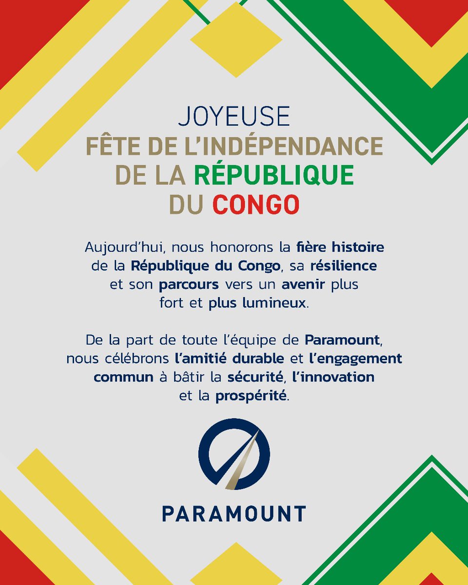 Congratulations to the Republic of the Congo on the occasion of its Independence Day. 
#RepublicofCongo #congobrazzaville