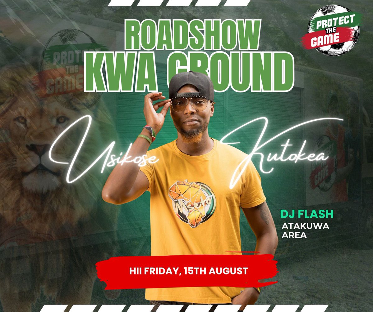 Mkooo??? Tuko mtaani! Ukicheki Dj Flash ako area unajua tu ni mziki mzito, banger after banger. Ni vibes tupu na hii ni kionjo tu! On Sunday, Harambee Stars Villages pale Baba Dogo na Clayworks ndo form. Huge screens, loud sound, DJs, and the safest spots kuwatch. #ProtectTheGame