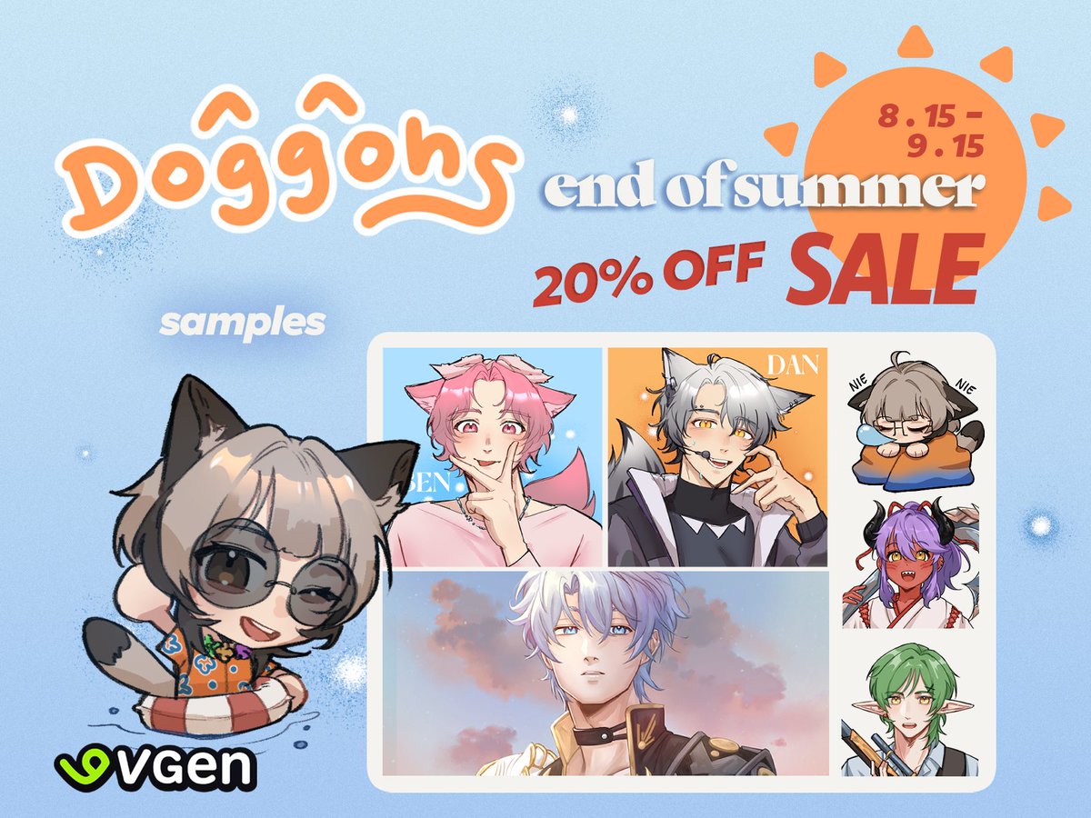 Roo's 2025 #VGen Summer Sale now LIVE! ☀️🌴

Get 20% off all size illustrations!
Order here: vgen.co/doggohs

From [ Aug 15 - Sept 15 ]

#VGenComm