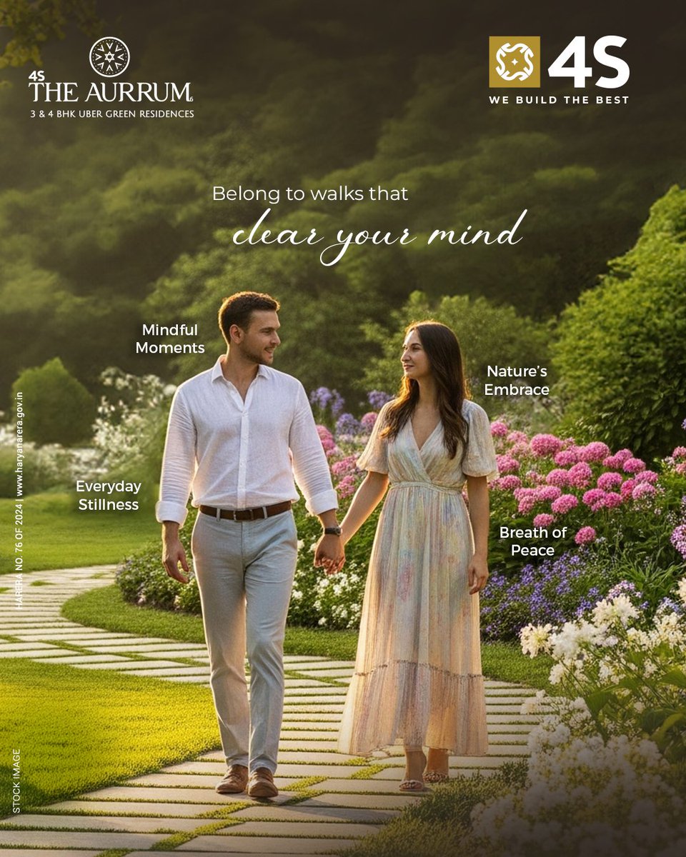 4s_developers's tweet photo. Some paths don’t just take you forward – they set your thoughts free. Step into nature, hand in hand, and belong to walks that clear your mind.

#4SDevelopers #4STheAurrum #Gurugram #RealEstate #Garden #Greenery https://t.co/6CQa9XLcfq